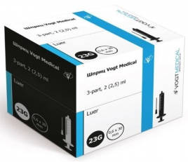 Шприц, 2мл VOGT MEDIKAL (1уп/100шт.) с иглой 23G (поштучно)